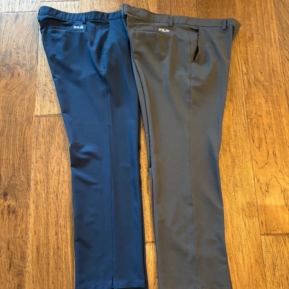 Fila Two Pair Gray Navy Blue Stay The Course Golf Pants Men's Size 38 X 32